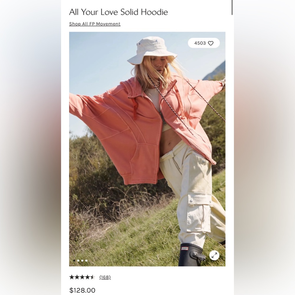 NWT Free People All Your Love Solid Hoodie, Small